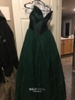 Ball Gown V-neck Organza Velvet Sweep Train Prom Dresses