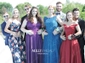 A-line V-neck Silk-like Satin Sweep Train Appliques Lace Prom Dresses