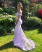 Trumpet/Mermaid Off-the-shoulder Stretch Crepe Sweep Train Beading Prom Dresses