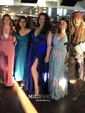 A-line V-neck Satin Sweep Train Split Front Prom Dresses