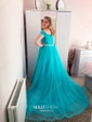 Ball Gown Off-the-shoulder Tulle Sweep Train Beading Prom Dresses