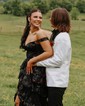 Black Ball Gown Sweetheart Sequin Tiered Prom Dresses