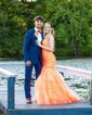 Mermaid V-neck Tulle Prom Dresses With Appliques
