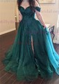 Ball Gown Off-the-shoulder Tulle Prom Dresses With Appliques