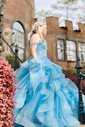 Princess Off-the-shoulder Tulle Ruffle Prom Dresses With Appliques