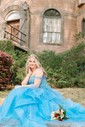 Princess Off-the-shoulder Tulle Ruffle Prom Dresses With Appliques