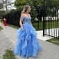 Princess Off-the-shoulder Tulle Ruffle Prom Dresses With Appliques