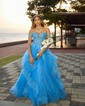 Princess Off-the-shoulder Tulle Ruffle Prom Dresses With Appliques
