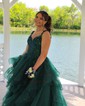 Princess Off-the-shoulder Tulle Ruffle Prom Dresses With Appliques