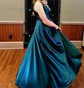 Ball Gown V-neck Satin Prom Dresses With Ruched
