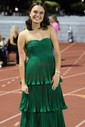 Ball Gown Strapless Chiffon Tiered Prom Dresses With Ruched