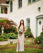 Sheath/Column V-neck Backless Sparkly Sequin Prom Dresses