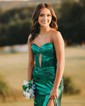 Sheath/Column Strapless Metallic Prom Dresses With Ruched