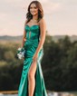 Sheath/Column Strapless Metallic Prom Dresses With Ruched