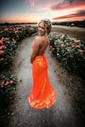 Sheath/Column V-neck Sparkly Sequin Backless Prom Dresses