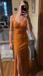Sheath/Column V-neck Sparkly Sequin Backless Prom Dresses