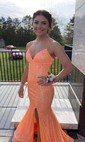Sheath/Column V-neck Sparkly Sequin Backless Prom Dresses