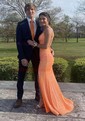 Sheath/Column V-neck Sparkly Sequin Backless Prom Dresses