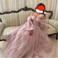 Ball Gown Off-the-shoulder Ruched Tulle Prom Dresses With Puff Sleeve
