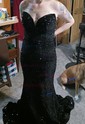 Black Mermaid V-neck Sparkly Velvet Sequin Prom Dresses