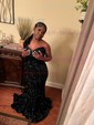 Black Mermaid V-neck Sparkly Velvet Sequin Prom Dresses