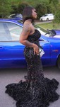 Black Mermaid V-neck Sparkly Velvet Sequin Prom Dresses