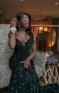 Black Mermaid V-neck Sparkly Velvet Sequin Prom Dresses