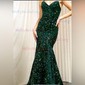Black Mermaid V-neck Sparkly Velvet Sequin Prom Dresses