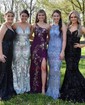 Black Mermaid V-neck Sparkly Velvet Sequin Prom Dresses