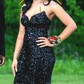 Black Mermaid V-neck Sparkly Velvet Sequin Prom Dresses