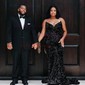 Black Mermaid V-neck Sparkly Velvet Sequin Prom Dresses
