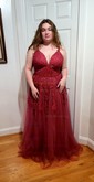Ball Gown V-neck Tulle Prom Dresses With Appliques