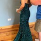 Mermaid Mermaid Strapless Sparkly Velvet Sequin Prom Dresses