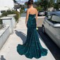 Mermaid Mermaid Strapless Sparkly Velvet Sequin Prom Dresses