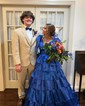 Ball Gown V-neck Tulle Ruffle Tiered Prom Dresses With Bow