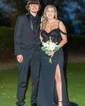 Black Sheath/Column V-neck Jersey Prom Dresses With Appliques