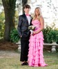 Ball Gown Strapless Chiffon Ruffle Tiered Prom Dresses With Appliques