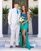 Sheath/Column Strapless Satin Corset Prom Dresses With Beading