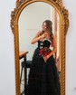 Ball Gown Strapless Tulle Ruffle Tiered Prom Dresses With Bow