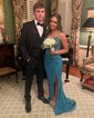Sheath/Column Strapless Sparkly Sequin Prom Dresses With Beading