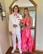 Sheath/Column V-neck Satin Corset Prom Dresses With Bow