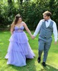 Ball Gown Sweetheart Tulle Tiered Prom Dresses With Appliques