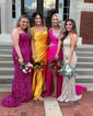 Sheath/Column One Shoulder Jersey Corset Prom Dresses With Beading
