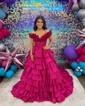 Ball Gown Off-the-shoulder Taffeta Ruffle Tiered Prom Dresses
