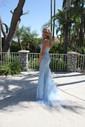 Sheath/Column Strapless Lace Tulle Prom Dresses With Appliques