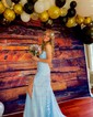 Sheath/Column Strapless Lace Tulle Prom Dresses With Appliques