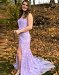 Sheath/Column Strapless Lace Tulle Prom Dresses With Appliques