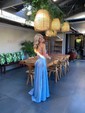 A-line V-neck Glitter Prom Dresses With Ruched
