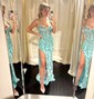 Sheath/Column V-neck Sparkly Sequin Prom Dresses
