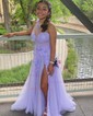 A-line One Shoulder Tulle 3D Floral Prom Dresses With Ruched